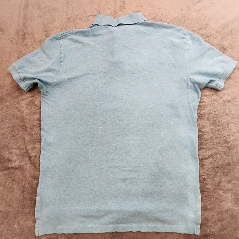 Polo Ralph Lauren Mens L 100% Cotton Blue Shirt Yellow Pony